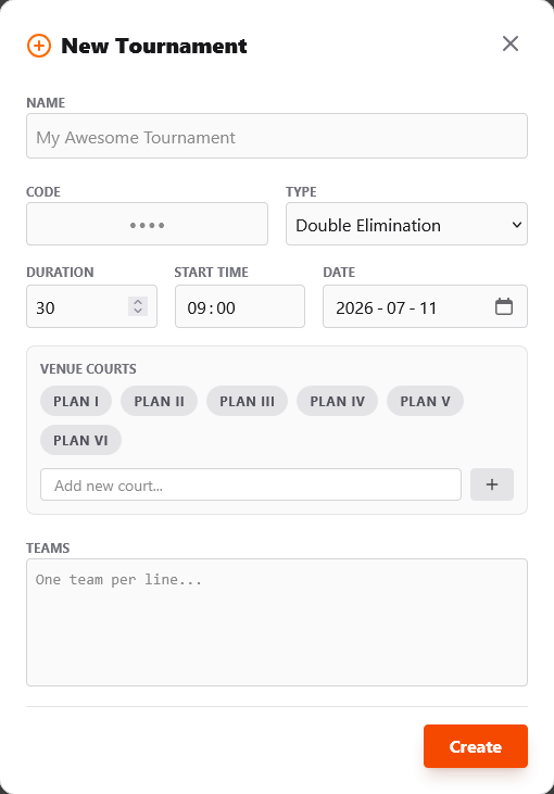 New Tournament